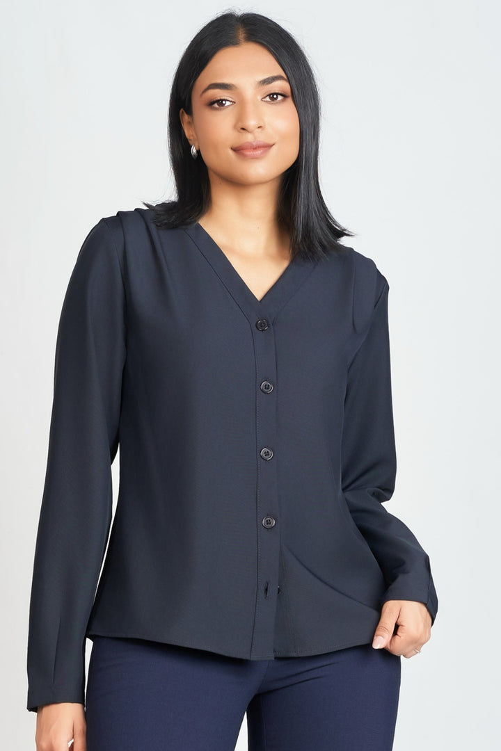 V Neck Button Up Top