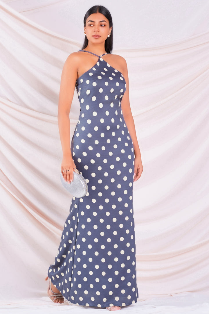 Blue Polka Maxi Dress