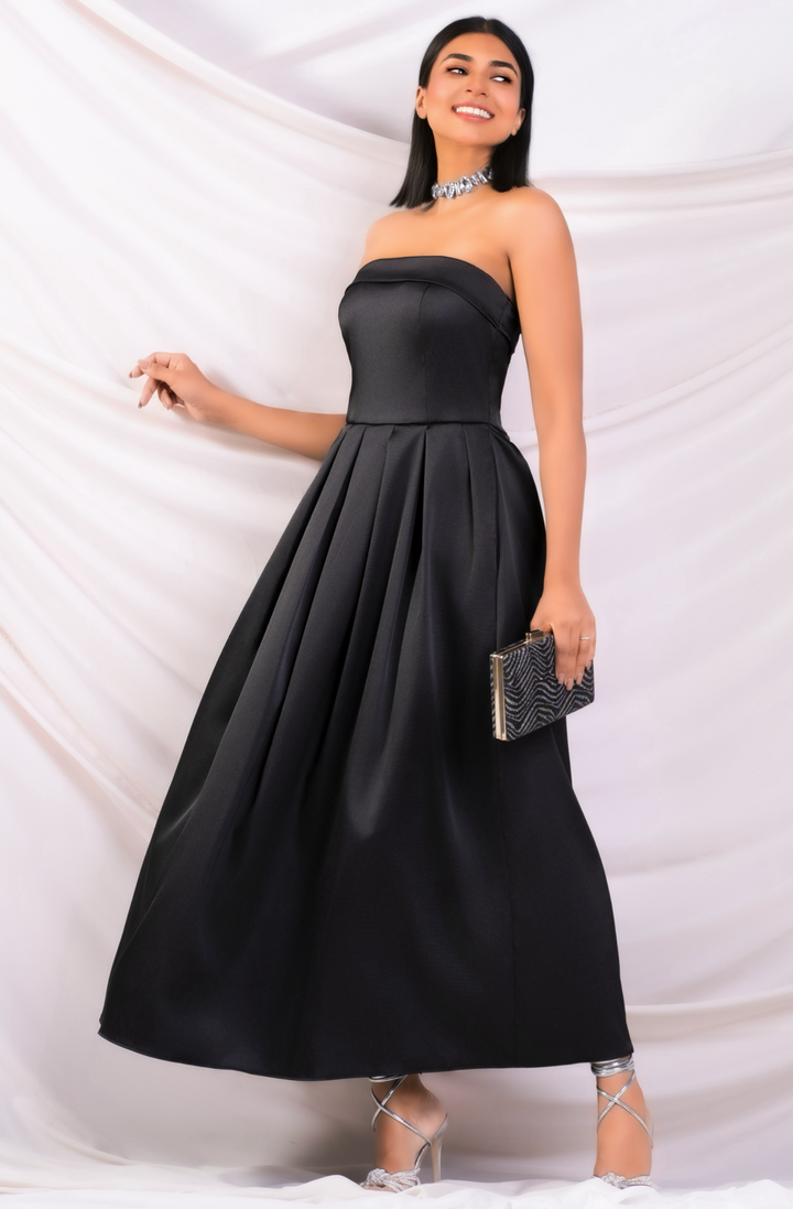 Strapless Satin Maxi Dress