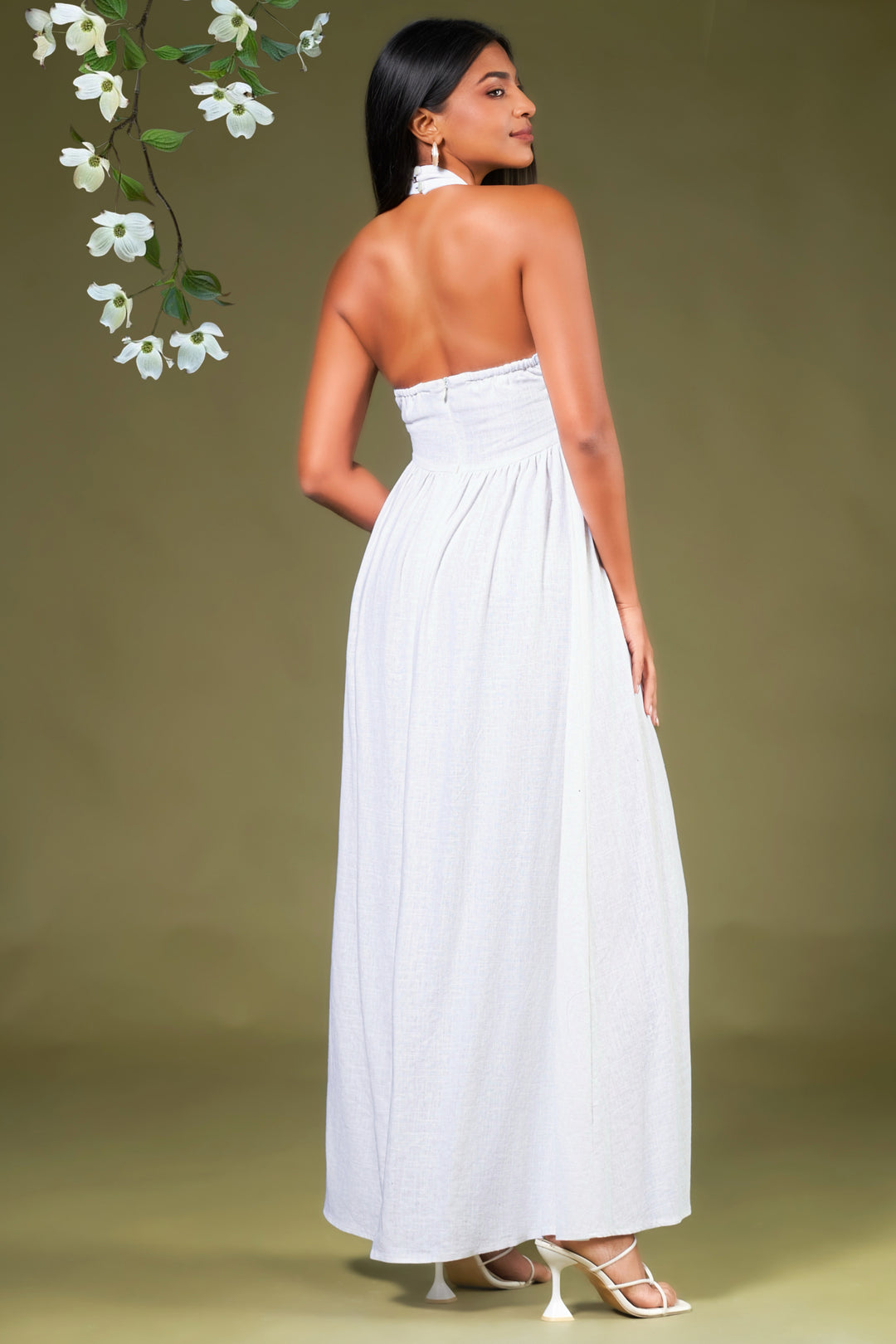 Fit & Flare Linen Maxi Dress