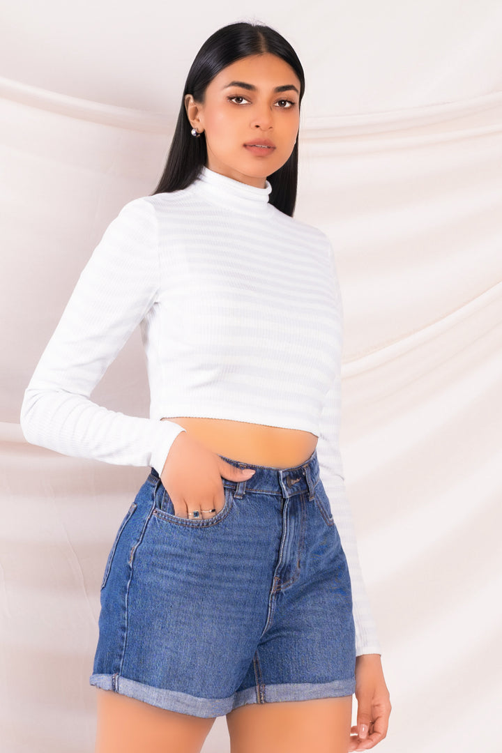 Long Sleeve Ribbed Crop Top