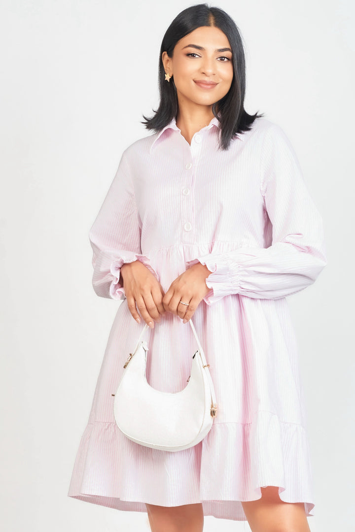 Pink Stripe Shirt Dress
