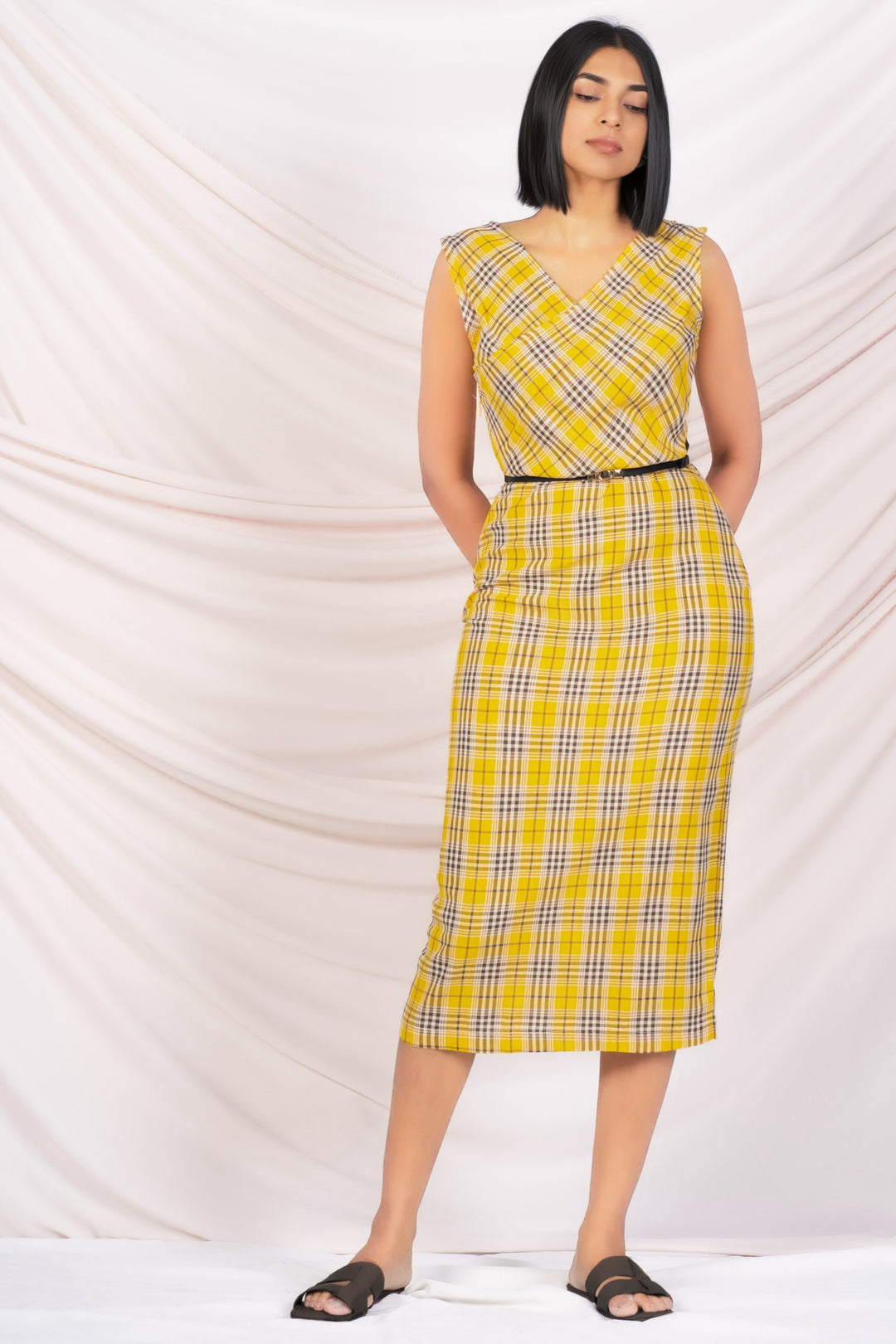 Reversible Checkered Sheath Dress