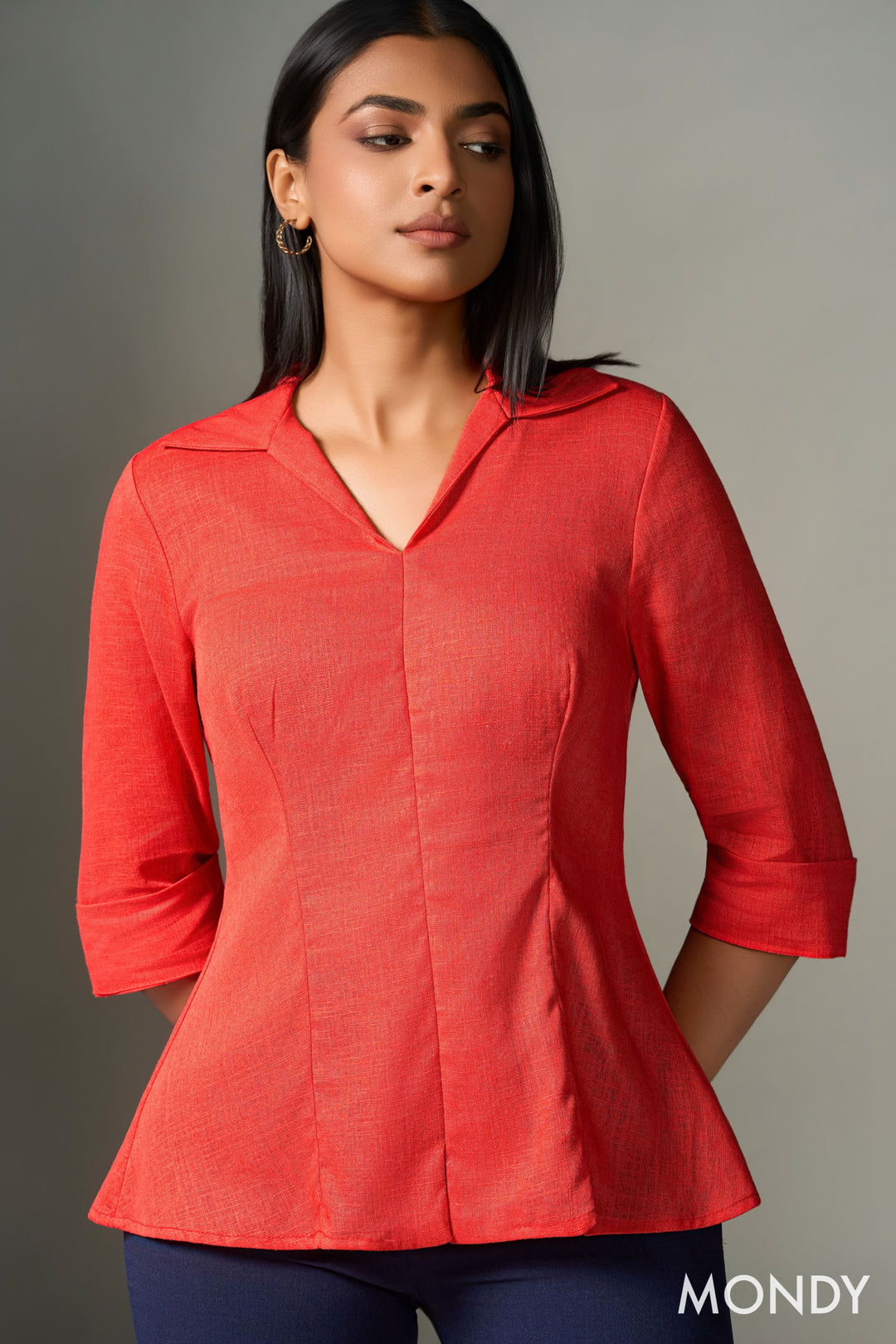 Collared Peplum Top