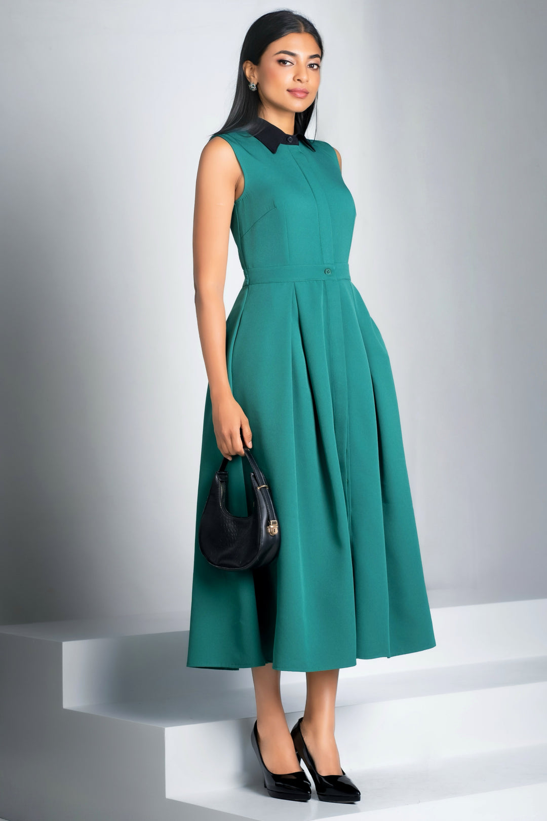 Midi Pleated Shirt Dress