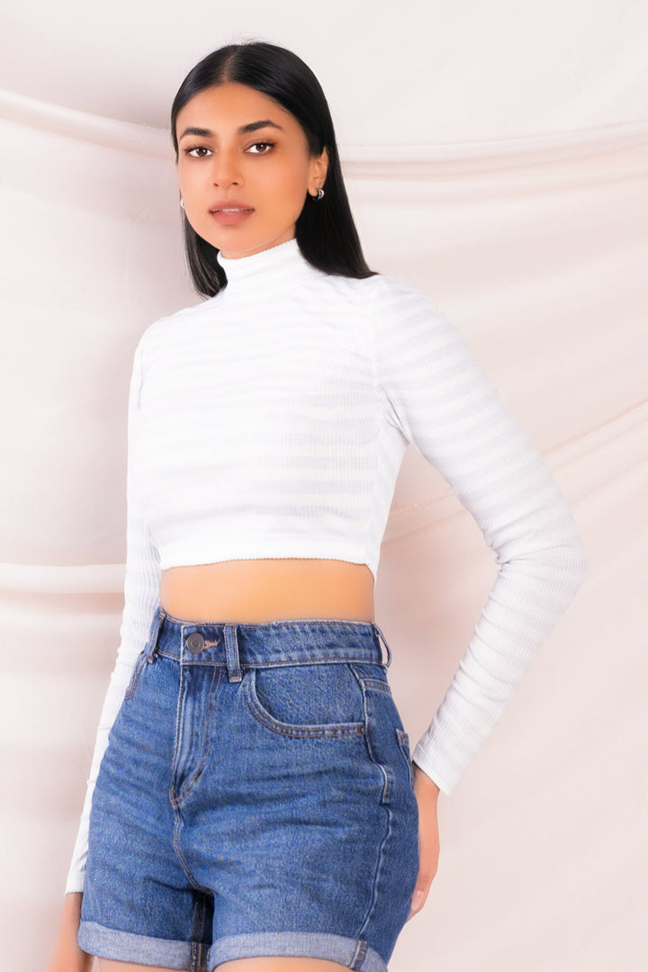 Long Sleeve Ribbed Crop Top