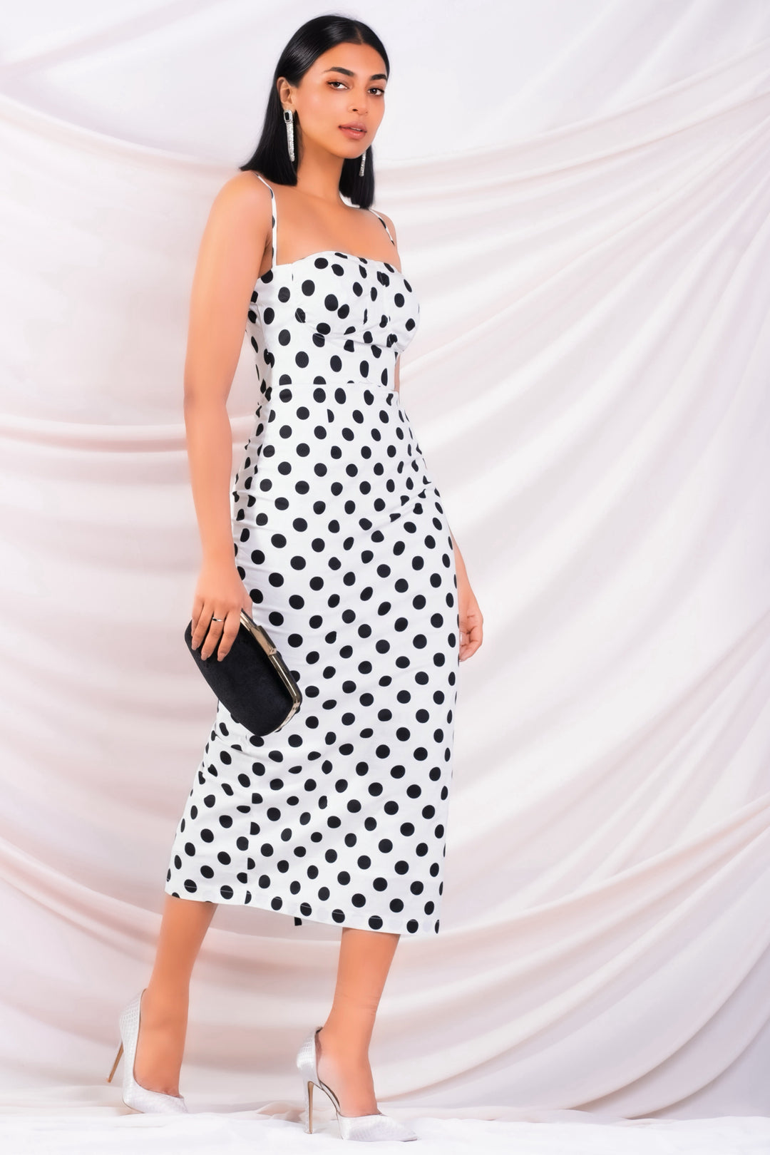 Bodycon Polka Midi Dress