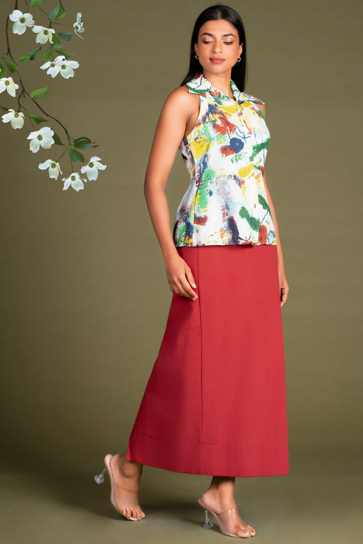 Printed Sleeveless Shirt