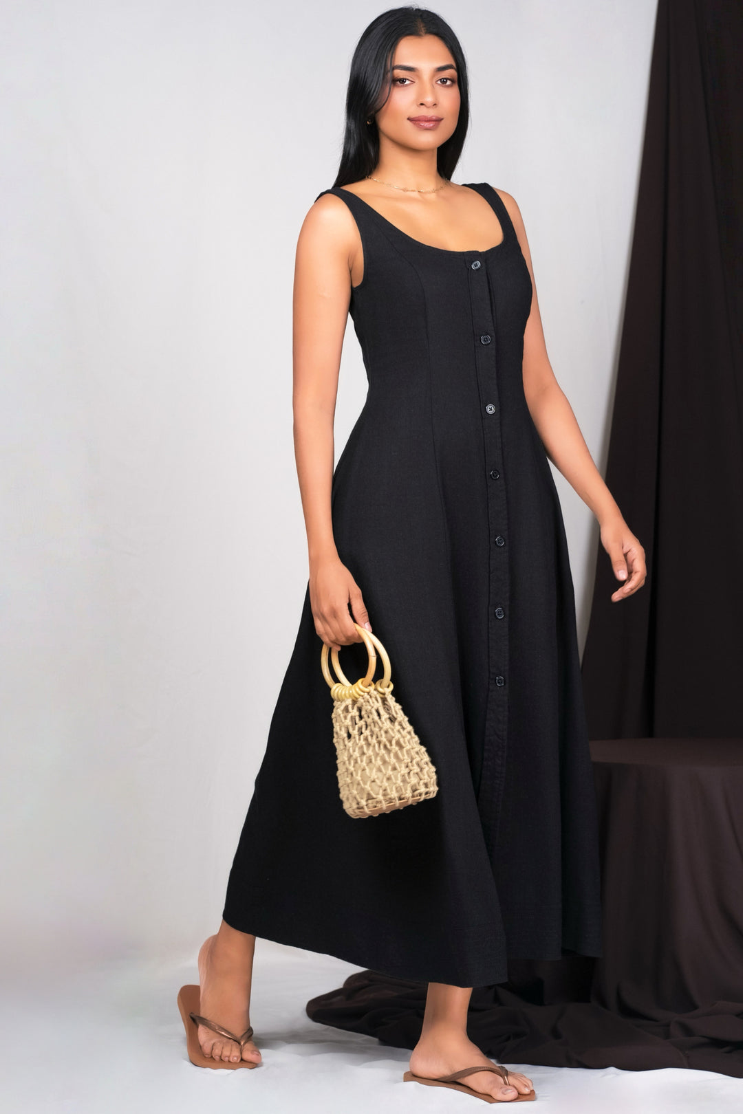 Button Up Linen Maxi Dress