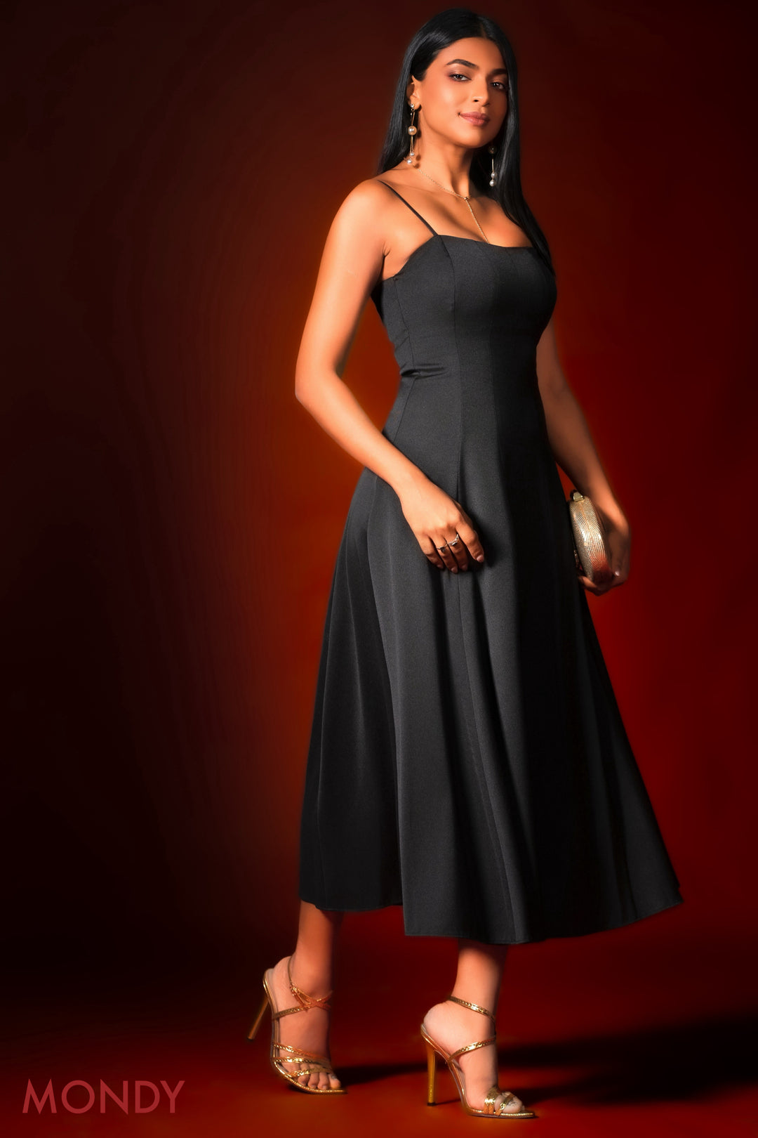 Black Fit & Flare Midi Dress