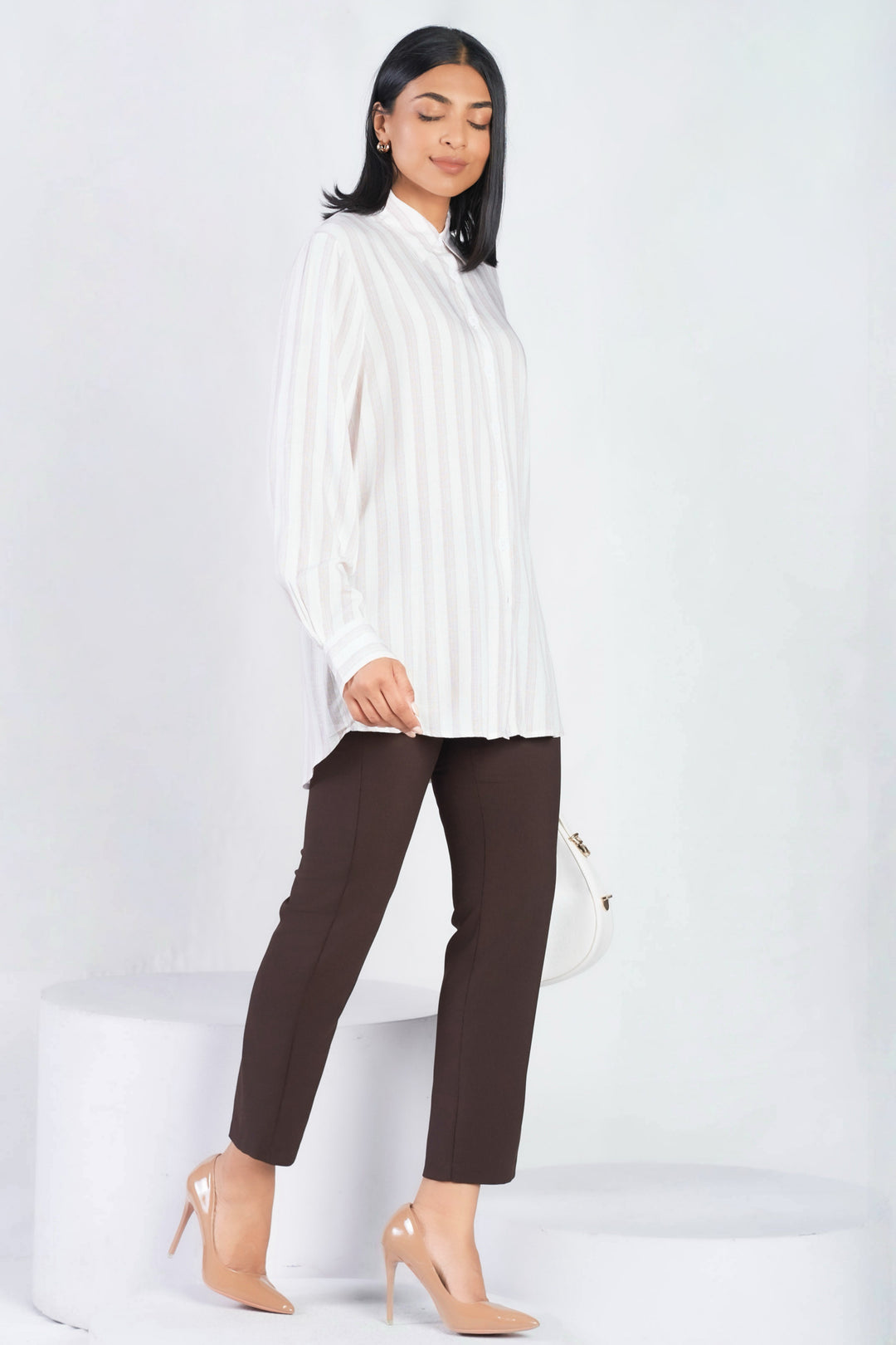 Long Brown Stripe Shirt