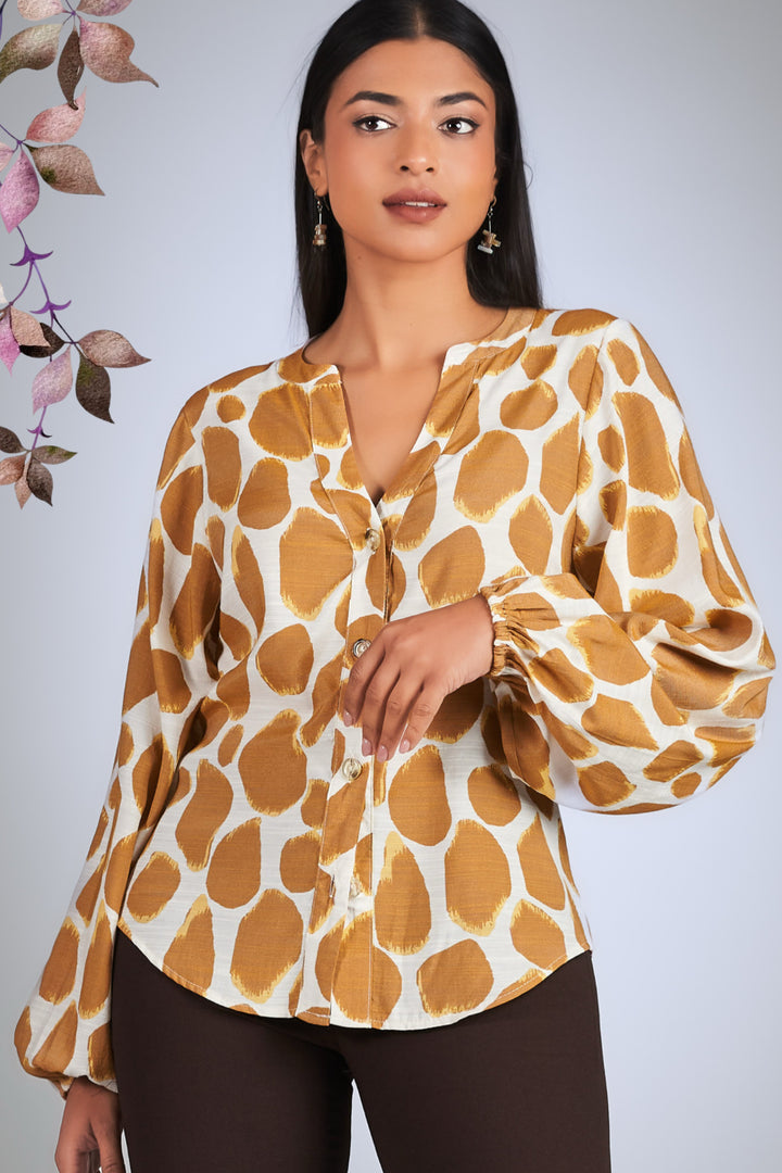 Printed Puff Sleeve Top