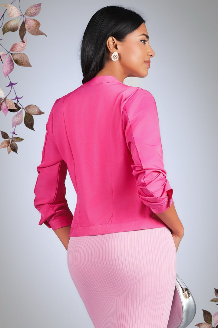 Pink Round Neck Jacket