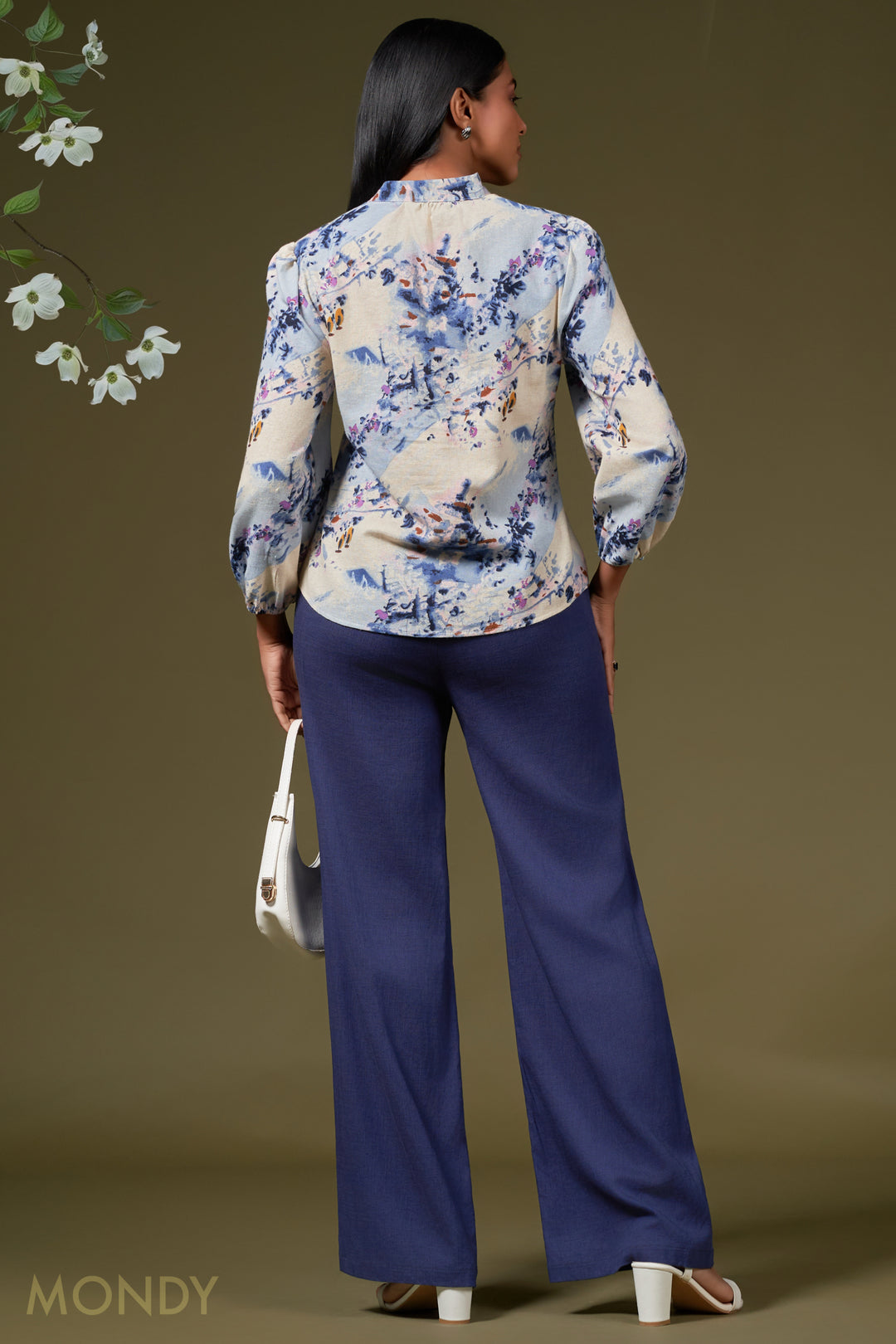 Mandarin Button Up Top