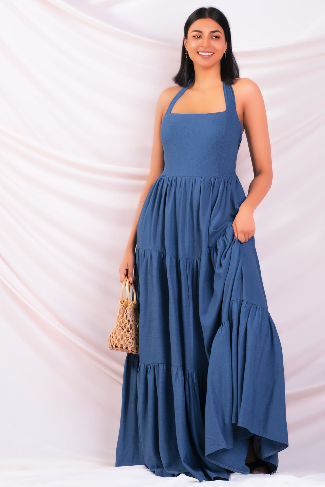 Blue Tiered Maxi Dress