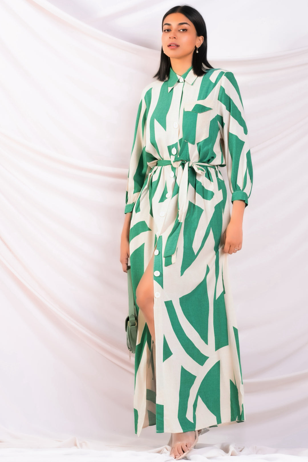 Printed Maxi Shirt Dress