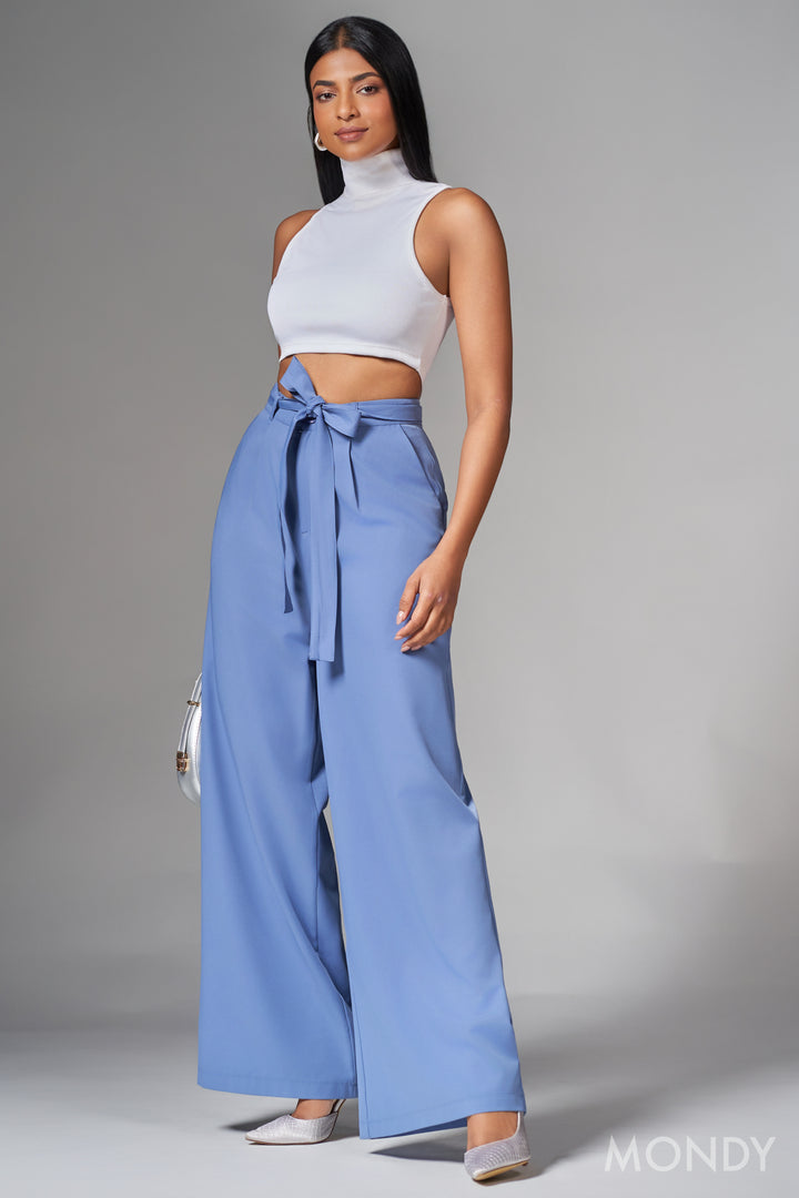 Tie Detail Wide Leg Pant