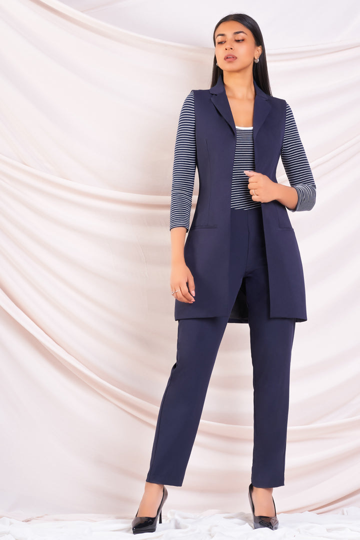 Navy Longline Waistcoat