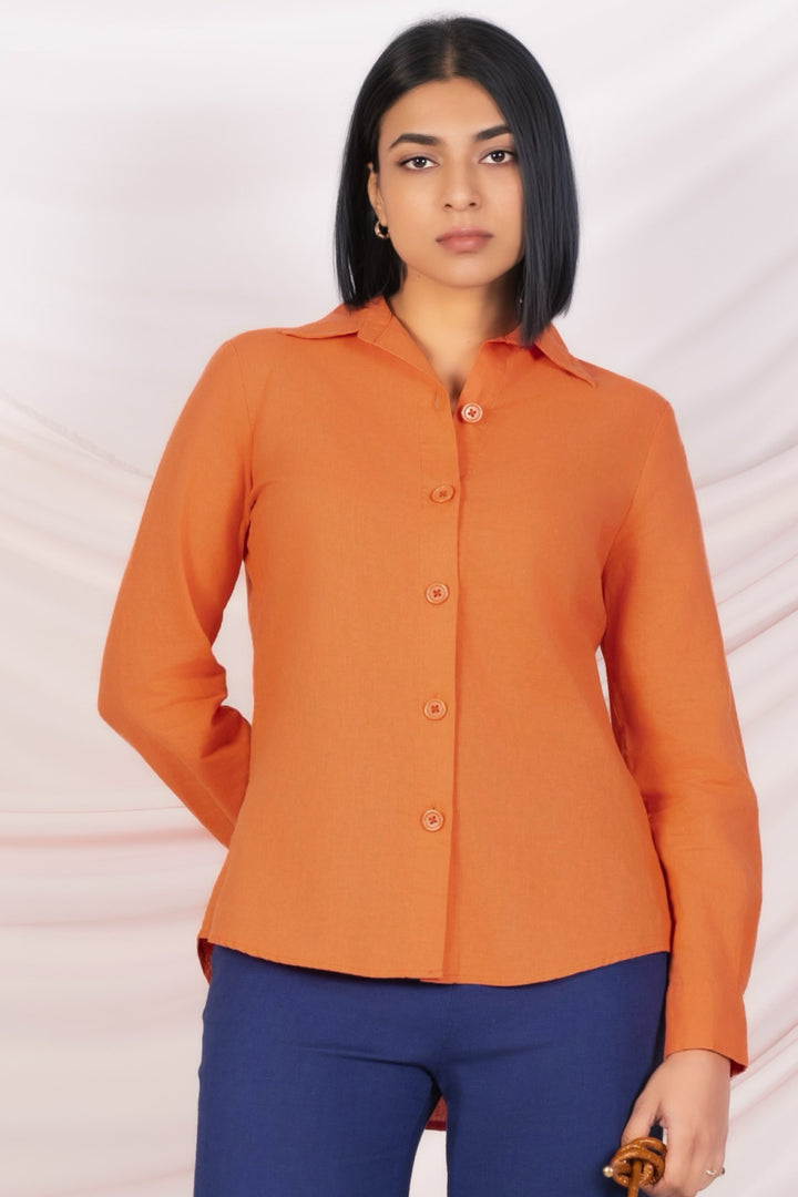 Orange Linen Shirt