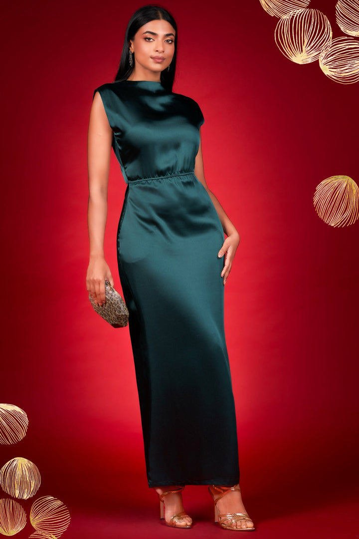 Midnight Satin Maxi Dress