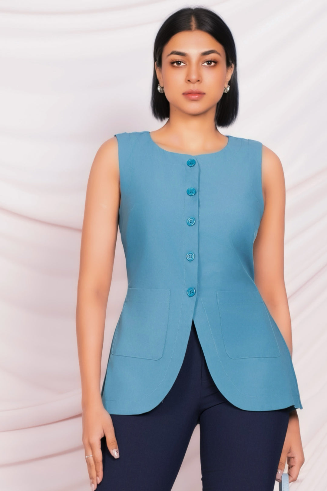 Blue Longline Waistcoat