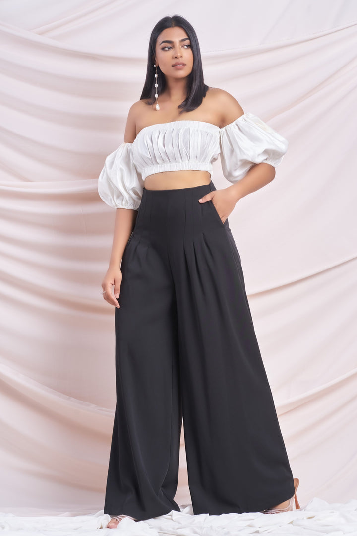 Black Pleated Wide Leg Pant