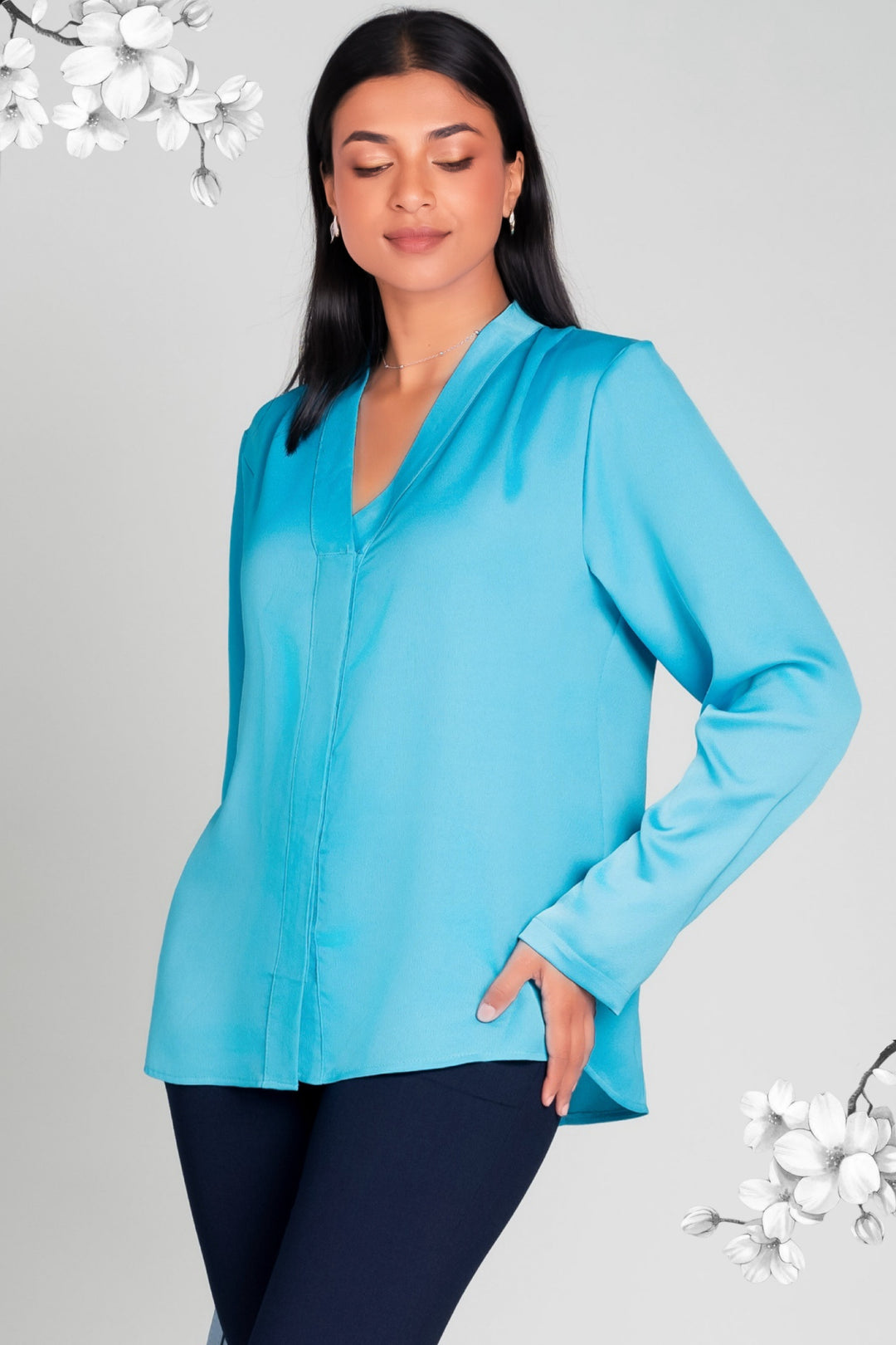 Satin V Neck Top
