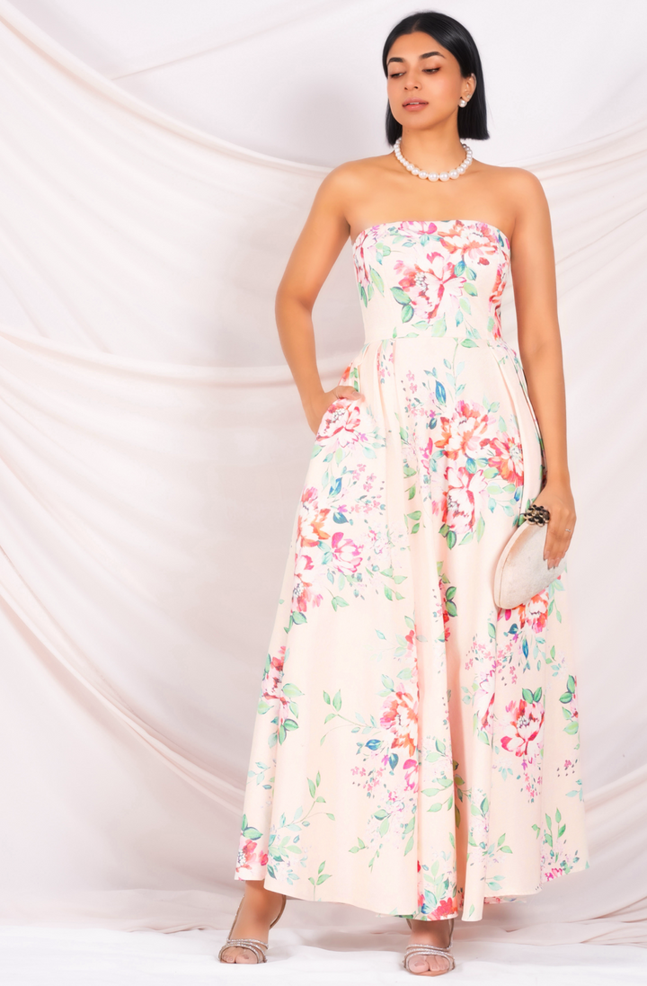 Strapless Floral Maxi Dress