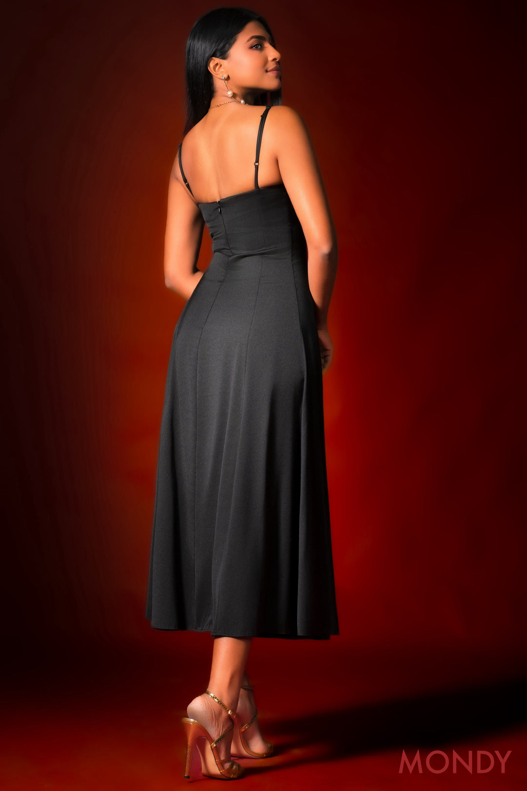 Black Fit & Flare Midi Dress