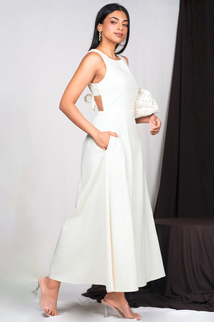 Cream Linen Maxi Dress