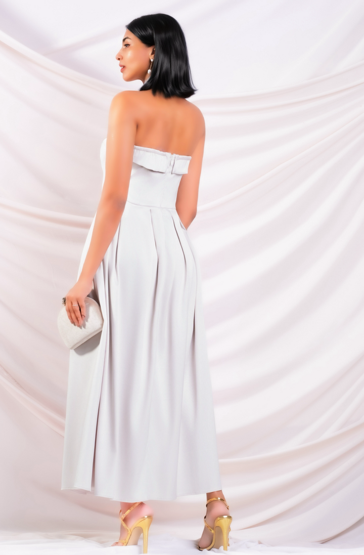 Strapless Satin Maxi Dress