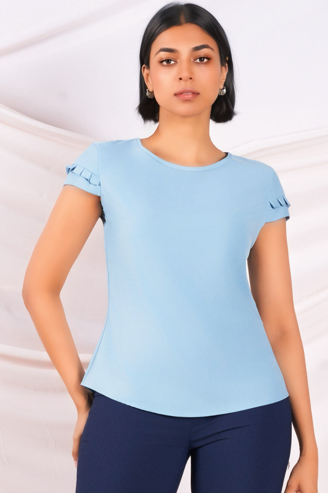 Pleated Cap Sleeve Top