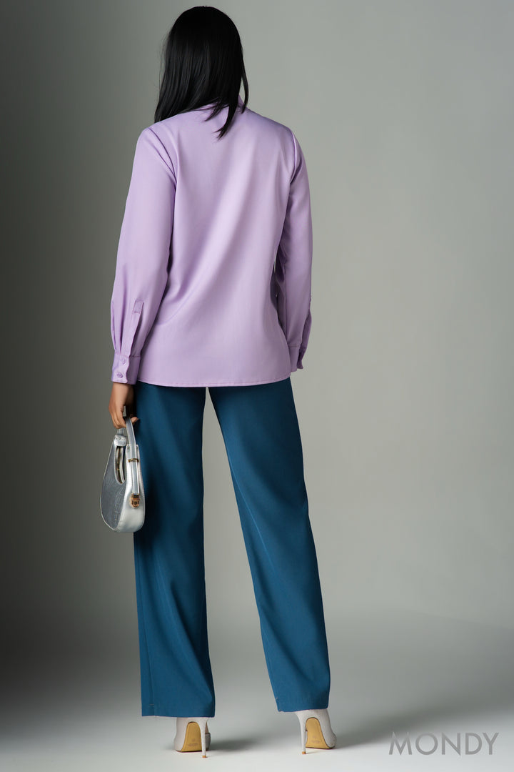 Mock Neck Tie Shirt