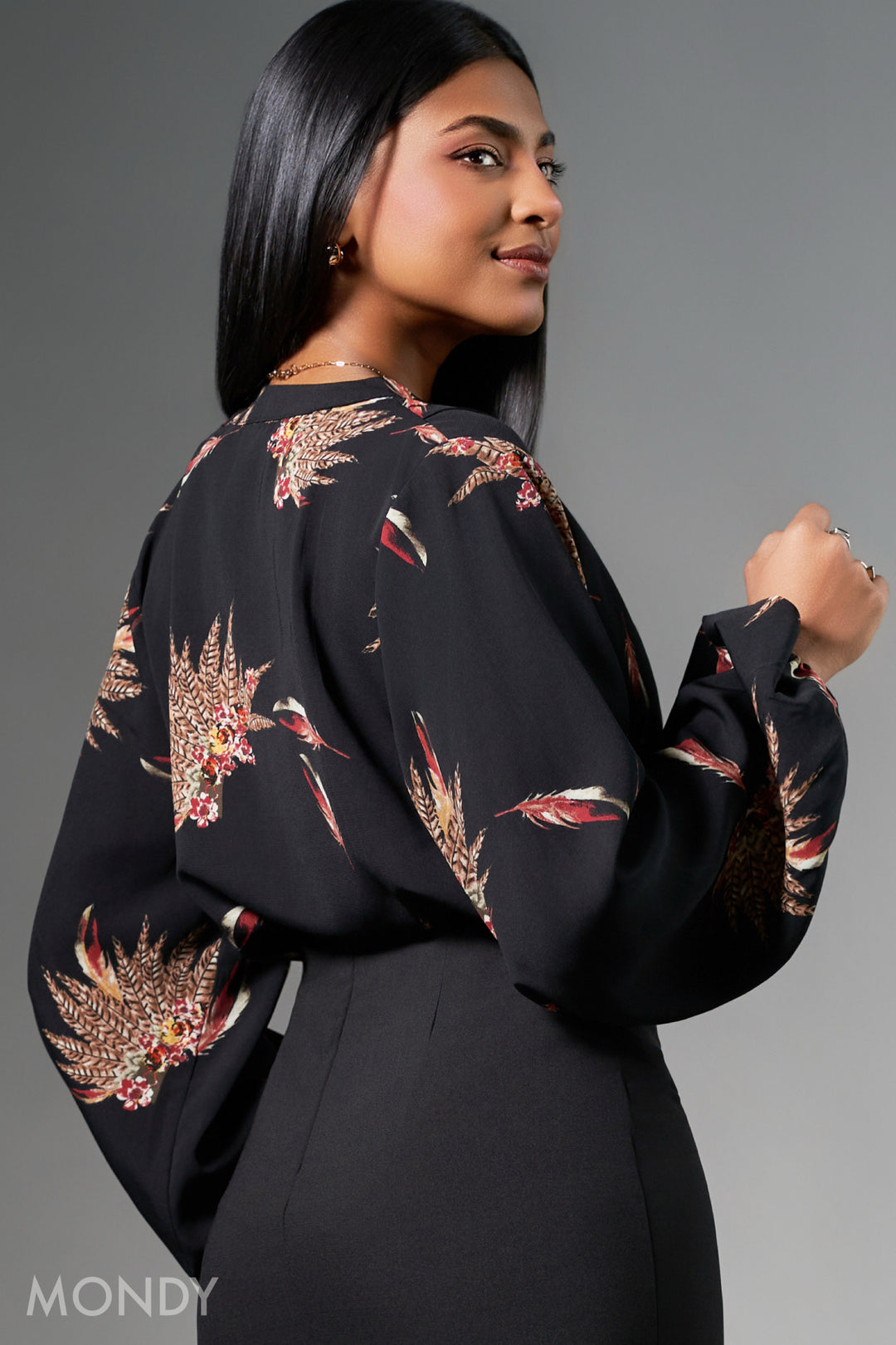 Printed Big Puff Sleeve Top