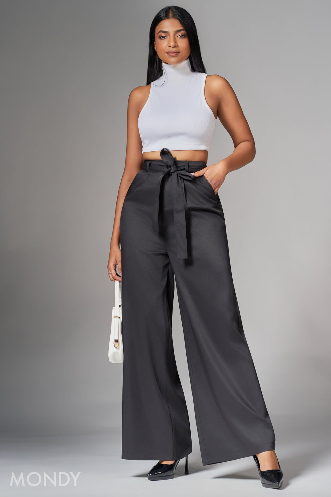 Tie Detail Wide Leg Pant