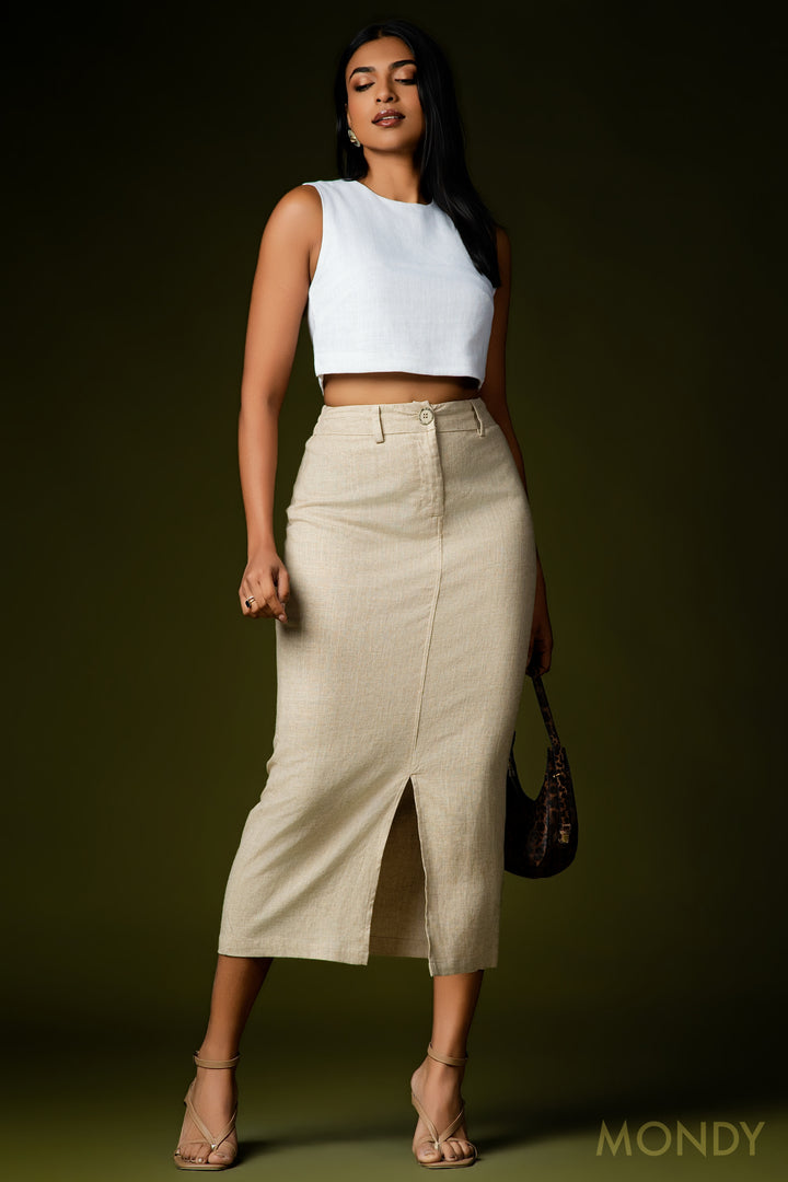 Front Slit Midi Skirt
