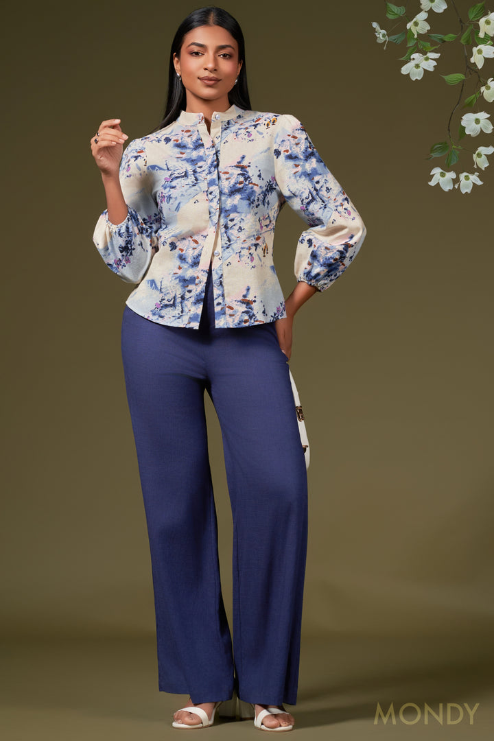 Mandarin Button Up Top