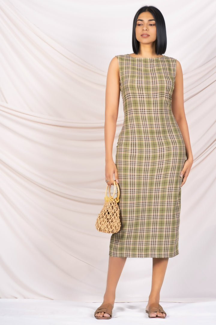 Reversible Checkered Sheath Dress