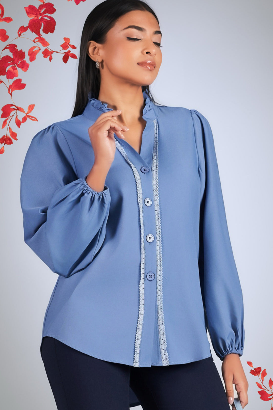 Button Up Puff Sleeve Top