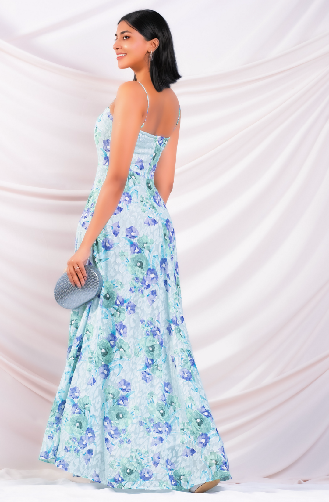 Printed Fit & Flared Maxi Dress