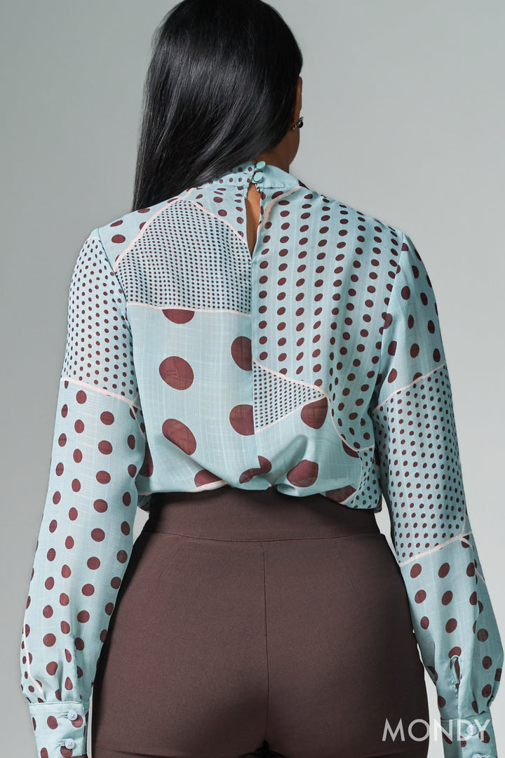 Printed High Neck Top