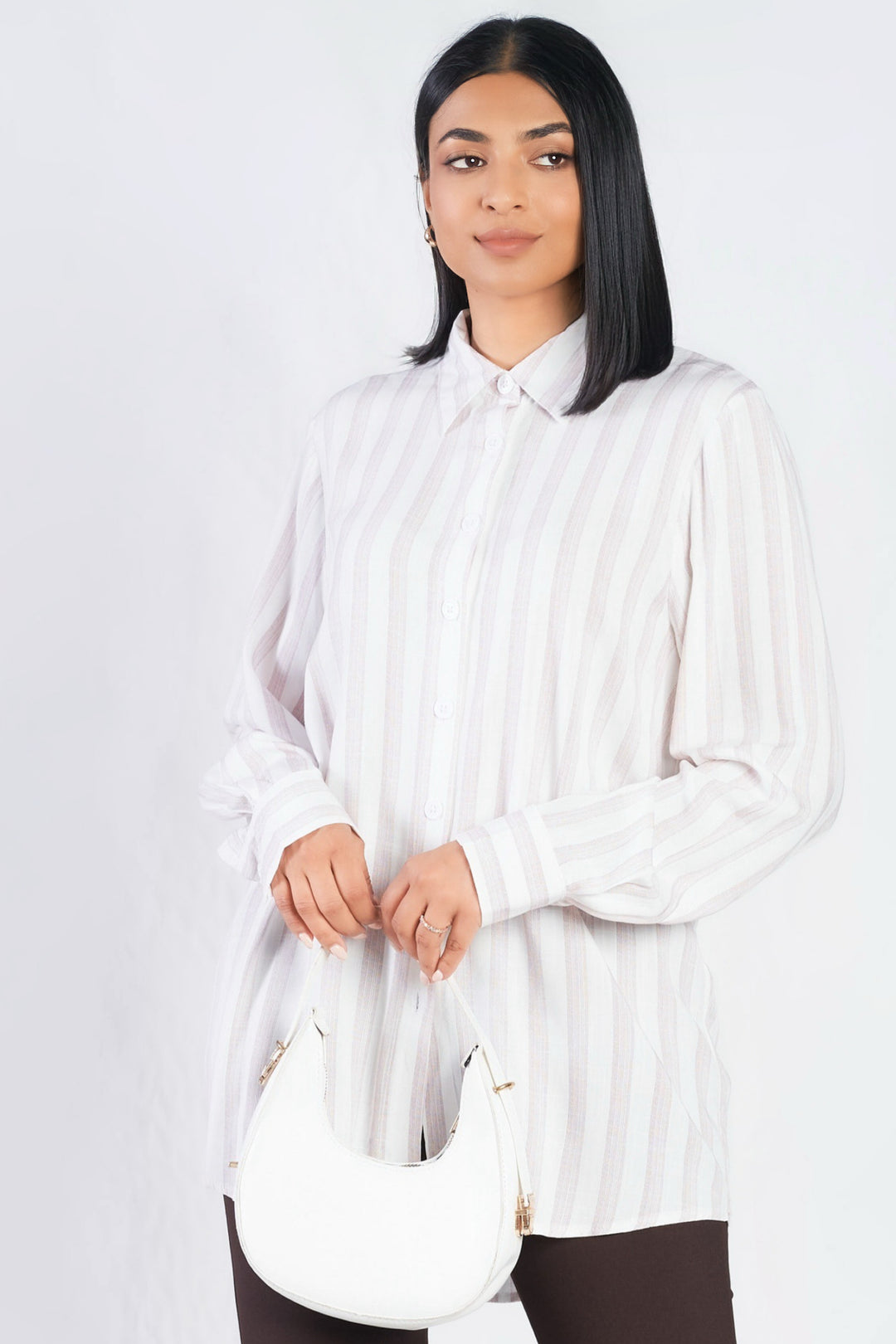 Long Brown Stripe Shirt