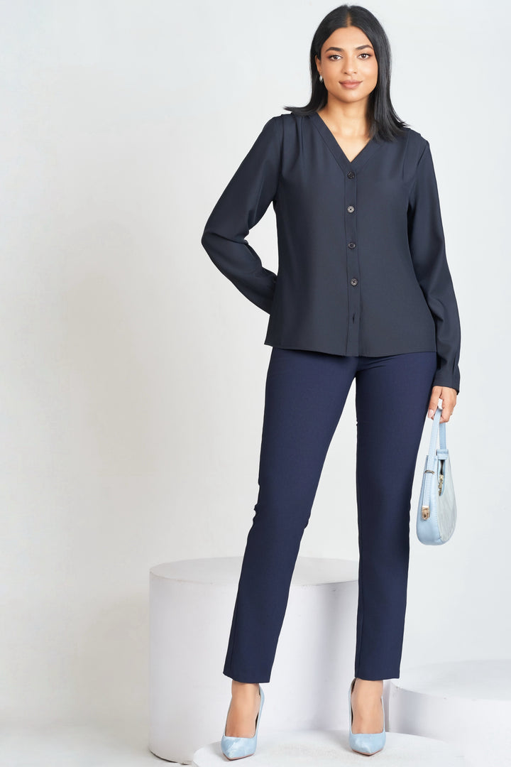 V Neck Button Up Top