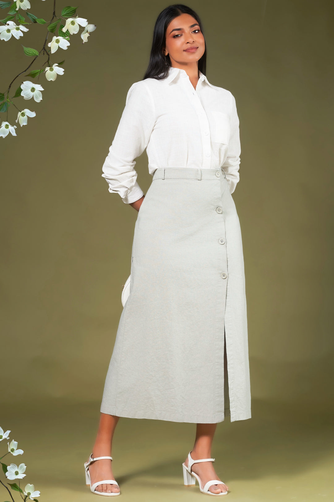 Grey Button Up Skirt