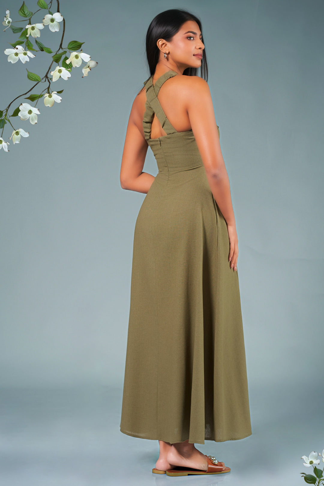 Green Halter Maxi Dress