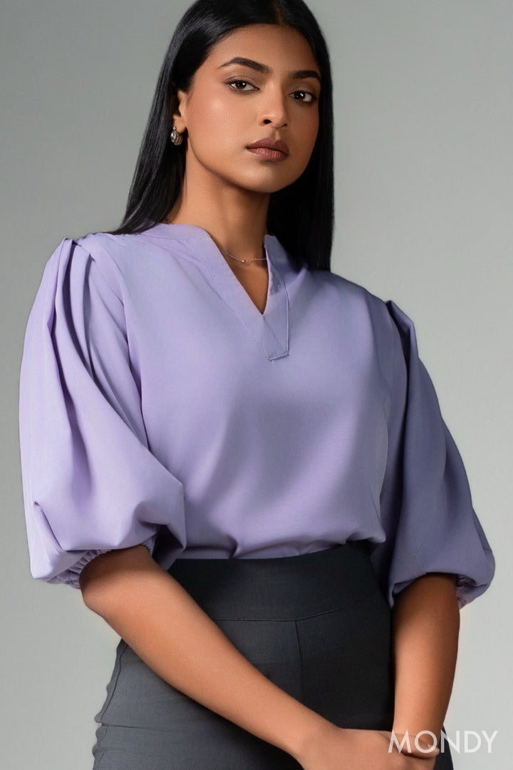 Purple Puff Sleeve Top
