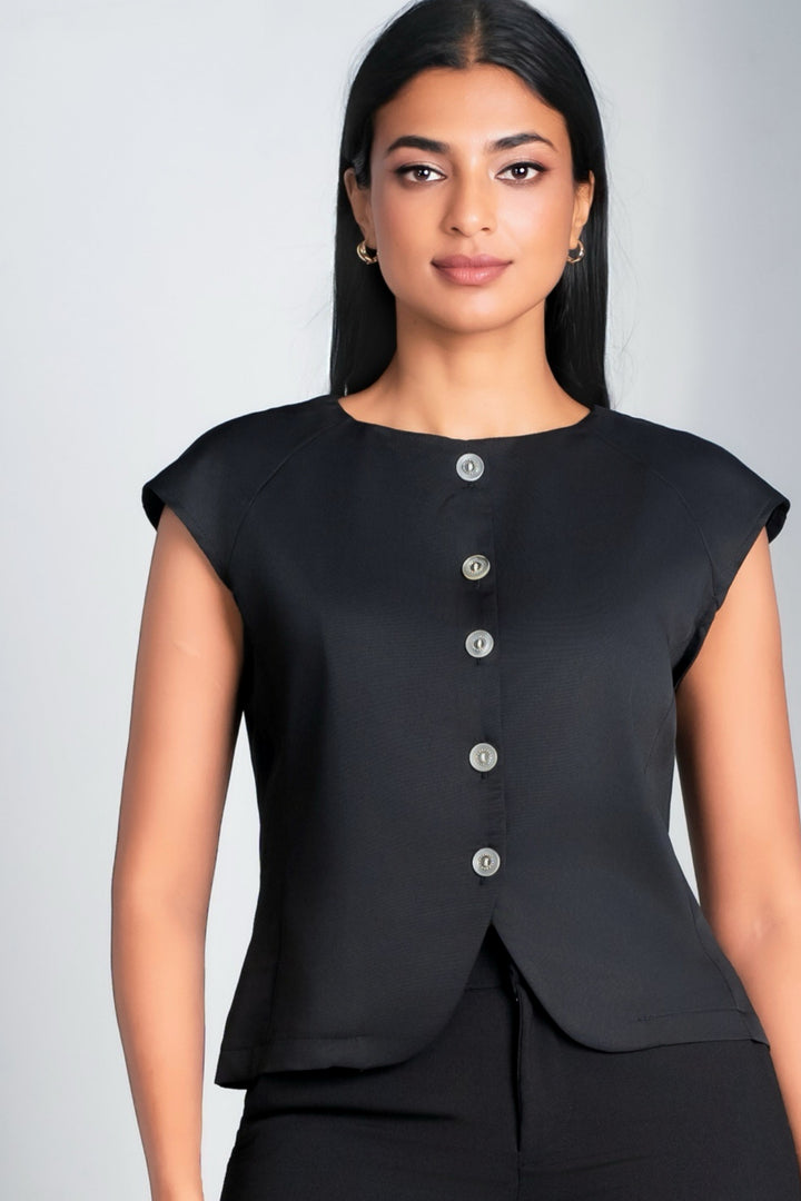 Button Up Cap Sleeve Top