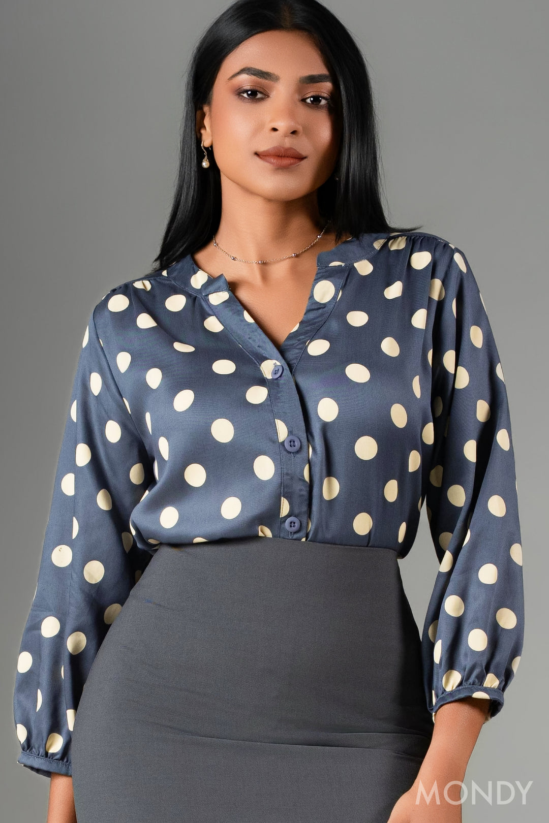 Polka Dot Puff Sleeve Top
