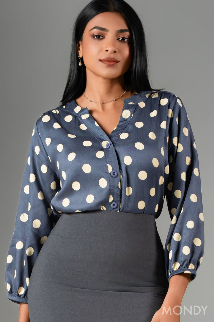Polka Dot Puff Sleeve Top