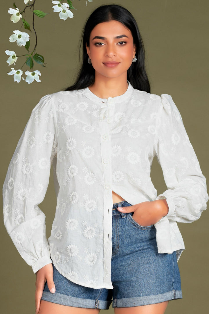 White Puff Sleeve Top